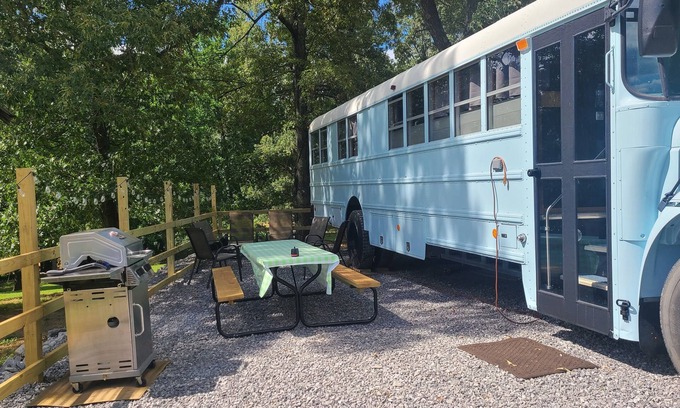 Eddyville Casa | Stationary renovated local school bus. Inquire about our hunter specials!