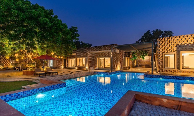 South West Villa | Stayvista @ The Brick House w/ Private Pool & Lawn