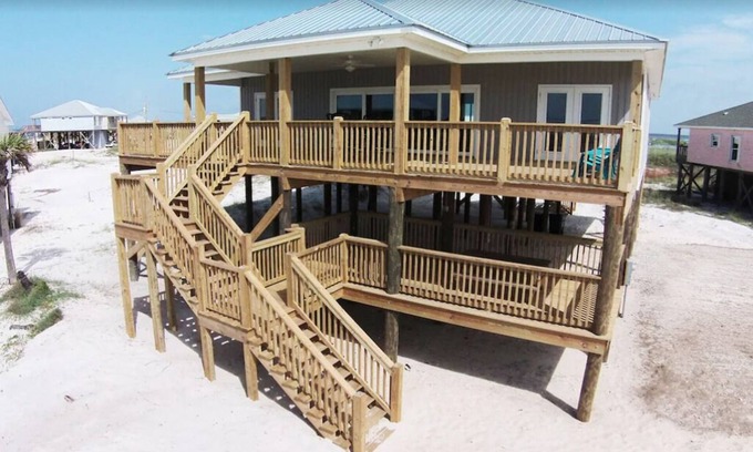 Dauphin Island Casa | Steps from the Beach! Water view from each bedroom! Great for multiple families!