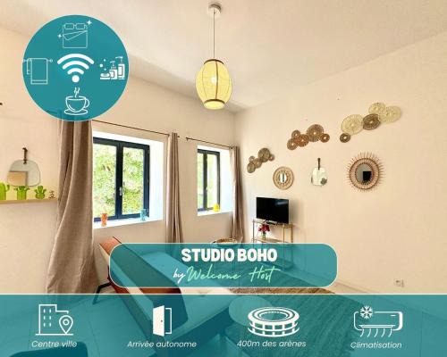 Quartier Administrations Apartamento | Studio Boho, 4 personnes Nîmes, Lit 160 + CLIM