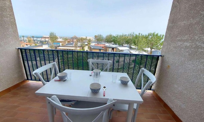 Marseillan Apartamento | Studio Cabine Mezzanine, 6 Pers, Terrasse Sud, Près Quai, Parking Privé - FR-1-326-755