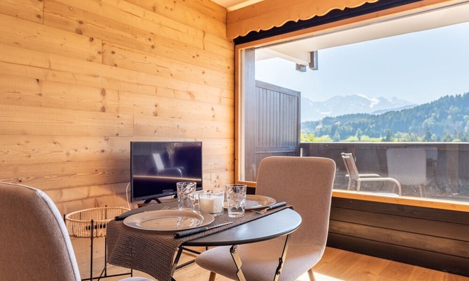 Cordon Apartamento | Studio lumineux avec vue sur le Mont Blanc