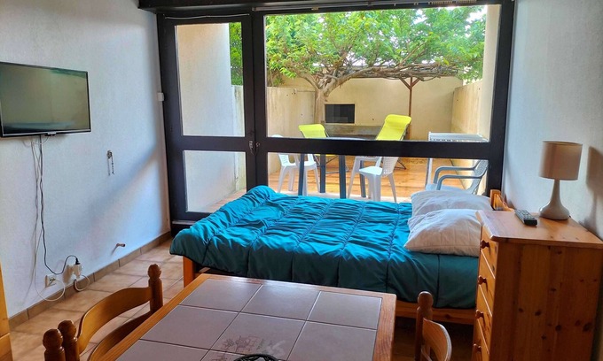 Lacanau-Ocean Apartamento | Estudio en planta baja con terraza situada en primera línea de mar.