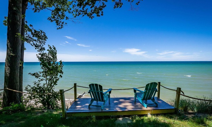 Montague Casa | Stunning renovated cottage with 150' of private sandy Lake Michigan beachfront!