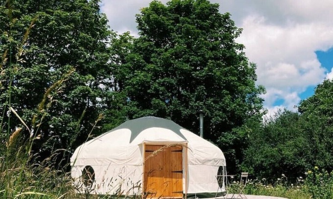 Lanteglos Cabina | Stunning Yurt 'Gribben' with use of wood fired hot tub