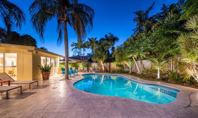 Poinsettia Heights Casa | Stylish Oasis with Heated Pool & King Beds Near Wilton Manors & Beach