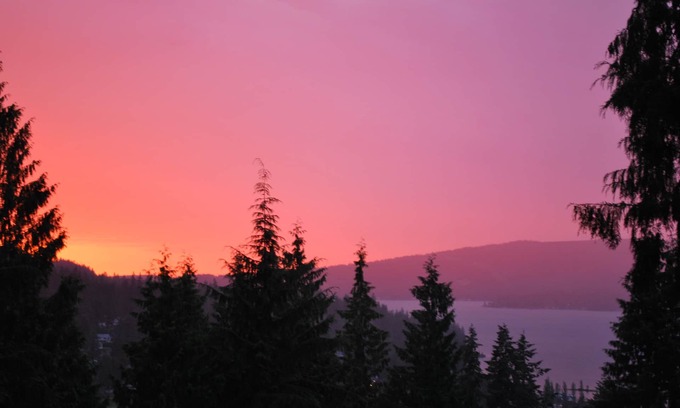 Sudden Valley Casa | Vista del atardecer sobre el lago Whatcom