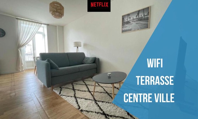 Perigueux Apartamento | Superbe T2 Neuf Centre Ville Wifi Terrasse Netflix