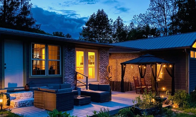Candler Casa | Surrounded by mountains on a gorgeous creek featuring your own private beach