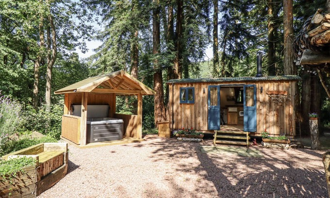 Kingswood Cabaña | TANGLEWOOD SHEPHERDS HUT, romantic, with hot tub in Welshpool
