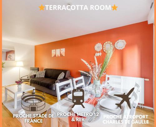 Saint-Denis Apartamento | Terracotta Room - Proche Stade de France & CDG & Paris
