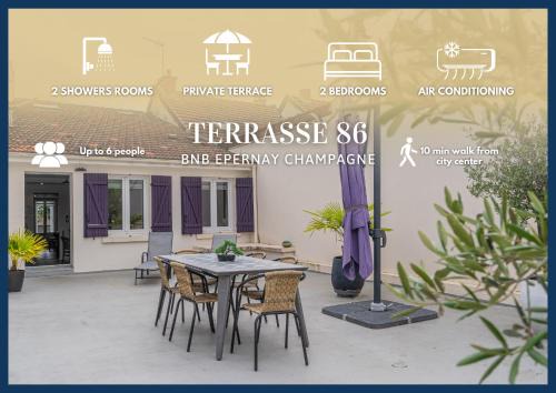 Epernay Apartamento | Terrasse 86 - Terrasse & Climatisation - 4-6 personnes - BnB Epernay