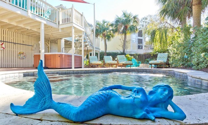 Tybee Island Cabaña | ❤️ PISCINA Y TINA CALIENTE! VOTADO ENCANTADOR COSTERO SWANKIEST EN TYBEE❤️