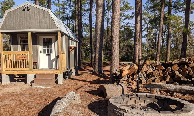 Brices Creek Cabina | The Sanderling Tiny Cabin Water Access/Private Shared dock