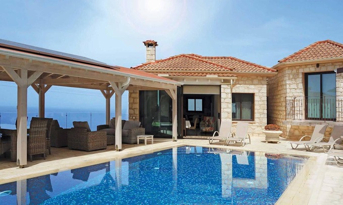 Pachyammos Casa | This attractive stone villa is set in an elevated position and commands wonderful views across the c