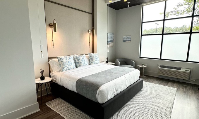 Cumming Apartamento | Toile & Bubble Blueberry Thyme Suite