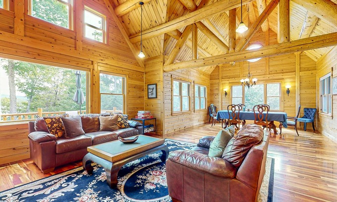 Greenville Casa | Tranquil Haven | Secluded waterfront house with sauna, dock, kayaks, canoe, gym