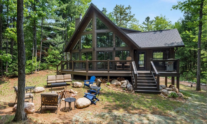 Lac du Flambeau Casa | Tranquility Point | LUX lakefront retreat, private dock, firepit, kayak, & AC