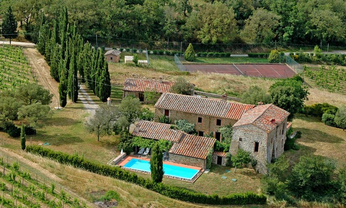 Castelnuovo Berardenga Cabaña | Traumblick in die Toskana vom Landhaus mit Pool auf Hügel zw. Siena u. Florenz