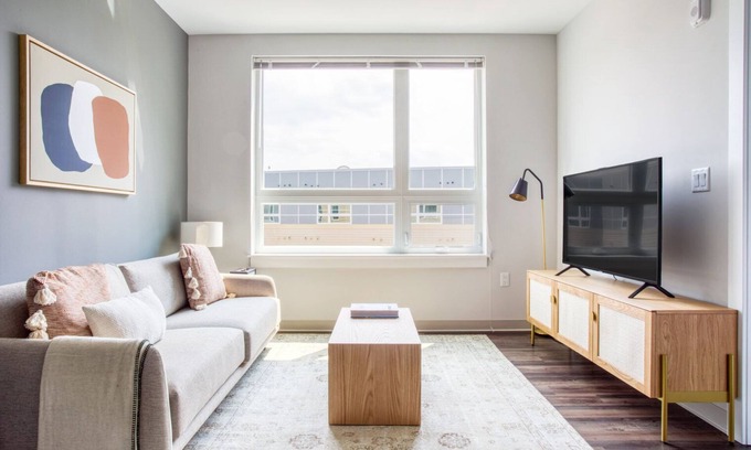 St. Elizabeth's Apartamento | Trendy Brighton 1BR w/ W/D, Gym, near T, Shops + Dining, by Blueground