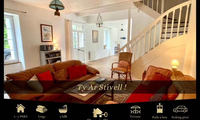 Moelan-sur-Mer Casa | TY AR STIVELL, l’équilibre entre terre et mer 4-7 personnes à MOELAN SUR MER