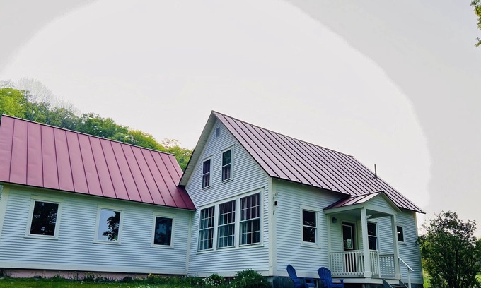 Chelsea Casa | VAST trail access with peaceful views & cozy spaces in VT schoolhouse.