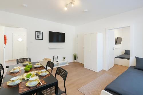 Aldenrade Apartamento | VAZ Apartments Walsum für Monteure und Fachkräfte, Küche, Terrasse, TV, WLAN, Parkplatz, Autobahnähe