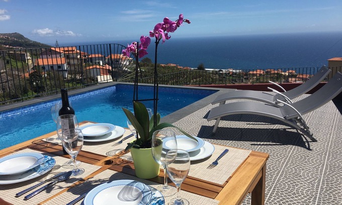 Estreito da Calheta Casa | Villa do Rocha Villa de dos habitaciones con vista al mar Piscina