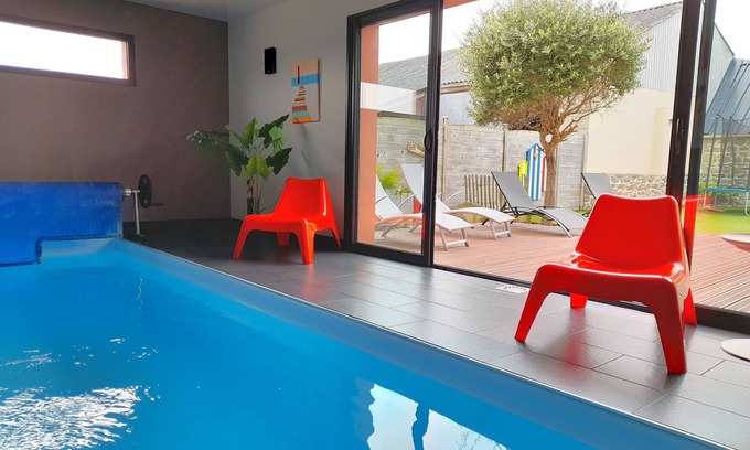 Plouescat Villa | 4 * villa de lujo / Piscina cubierta privada 29 ° / 100m playa de mar / Jardín amurallado