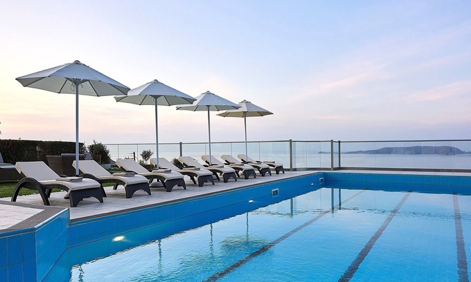 Vathianos Kampos Villa | Villa Ada -5 dormitorios con piscina climatizada y bañera de hidromasaje climatizada. Increíble vista !!