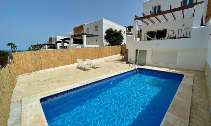 Cala Vadella Villa | Villa Cala Vadella Ibiza, private pool, sunset view, family friendly, sleeps 6