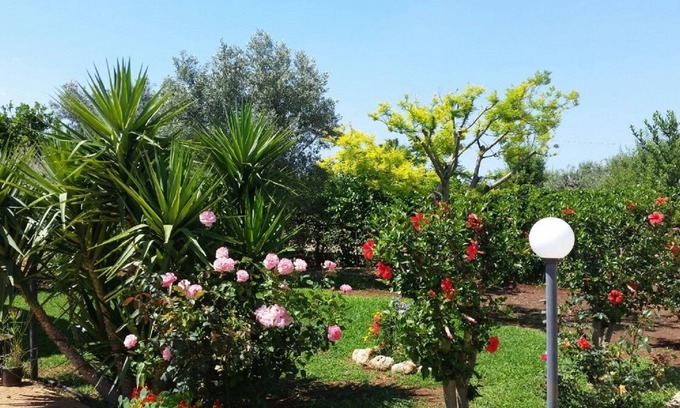 Floridia Villa | Villa Cristina con jardín y mucha vegetación.