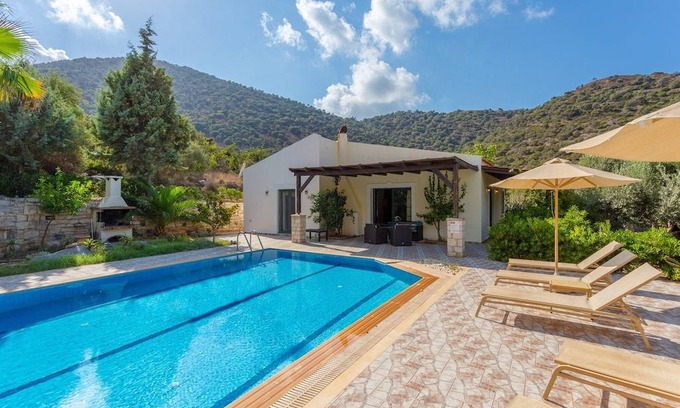 Vlichada Villa | Villa Dimitrios: Large Private Pool, Sea Views, WiFi, Eco-Friendly