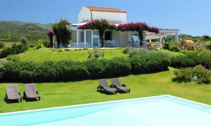 Badesi Villa | Villa Enga, with pool and sea view, an oasis in middle of vineyards and meadows