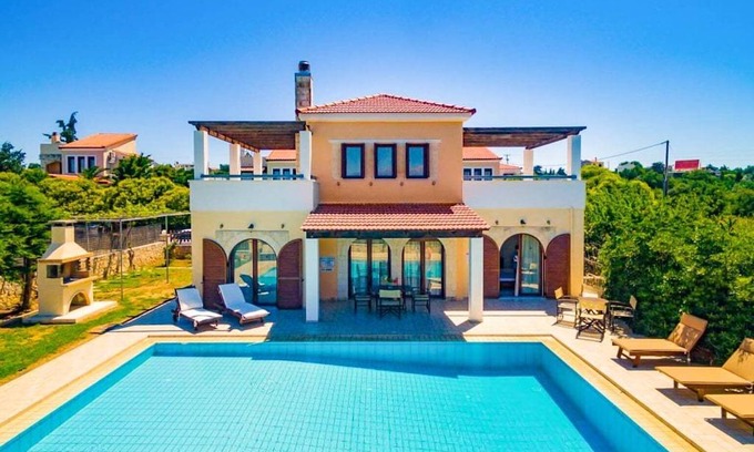 Kefalas Villa | Villa Nikolas: Large Private Pool, A/C, WiFi
