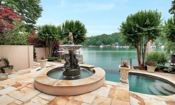 Lake Lure Casa | Villa Rosa: All-Suite lakefront chateau with private infinity pool & beach