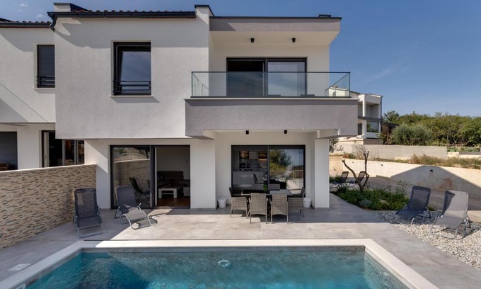 Risika Villa | Villa Rosemary -semi-detached villa with a pool and a panoramic view, close to a sandy beach - by TRAVELER tourist agency Krk