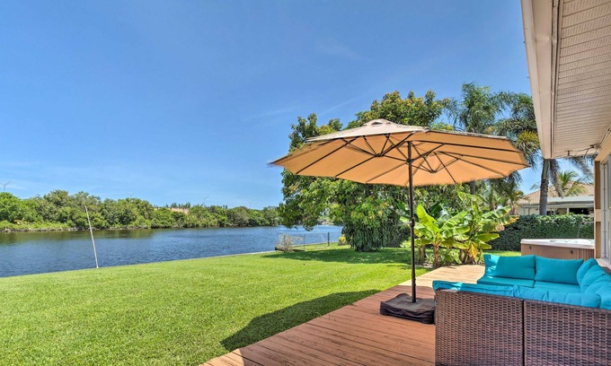 Lake Clarke Shores Casa | Water-view home near the beach with private hot tub, deck, boat access, grill
