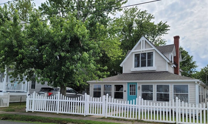 Colonial Beach Casa | Waterfront Coastal Farmhouse, Private Pier, Fire Pit with Separate Bunk House