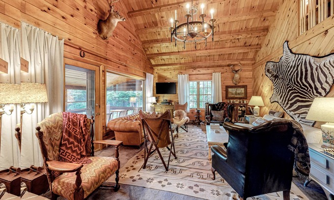 Northeast Somerset Casa | Waterfront Home on Moose River with Firepit, Porch, Pool Table, Great River View