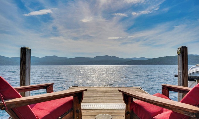 Putnam Station Casa | Waterfront Lake George Lodge w/ Boat Dock & Deck!