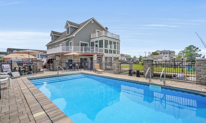 Ocean View Cabaña | Waterfront Oasis 2 miles to Bethany Beach! Private Pool and Boat Dock.