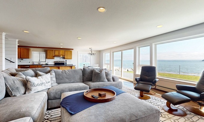 Langley Casa | Waterfront property with firepit, gas grill, decks, and W/D