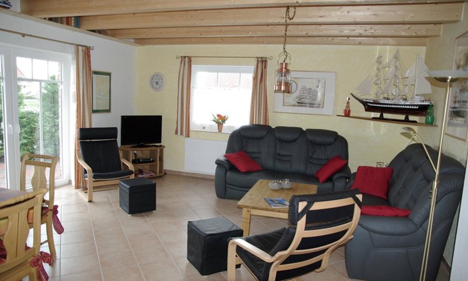 Krummhoern Casa | Bienestar Casa para 8 pers. con sauna y chimenea, cochera y patio