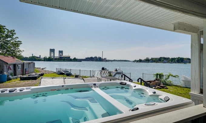 North Weymouth Casa | Weymouth Waterfront Getaway with Swim Spa and Hot Tub