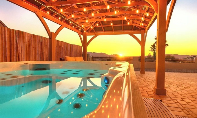 Lake Havasu City Villa | Wknd@Bernies 2Homes-2HotTubs-GAME ROOM, Private Compound--Amazing H2O/Mtn Views!