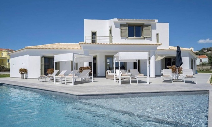 Sarlata Villa | Wonderful Leivathos Villa | Villa Azure Skies | 4 Bedrooms | Furnished Terrace with Private Pool & Hot Tub | BBQ | Svoronata