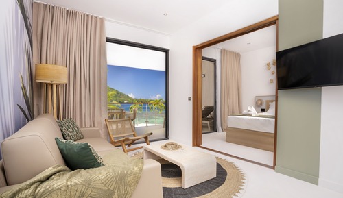 Suite, 1 cama de matrimonio con sofá cama, balcón, vistas al mar