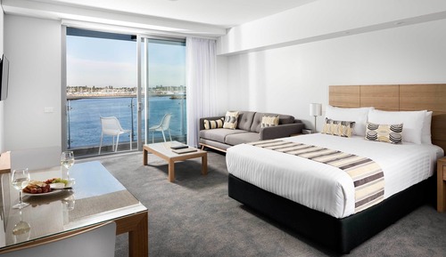 Estudio Deluxe, 1 cama de matrimonio, vistas al mar