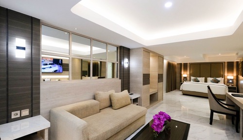 Suite estudio junior, 1 cama de matrimonio grande, no fumadores, vistas a la piscina
